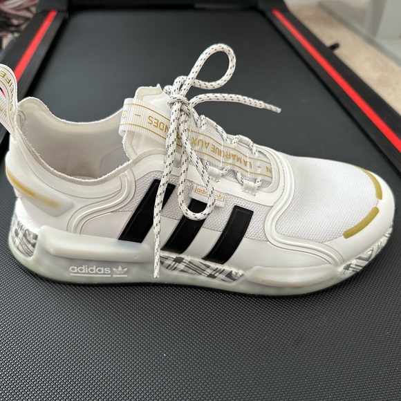 Adidas White Gold Plaid NMDs main image 7